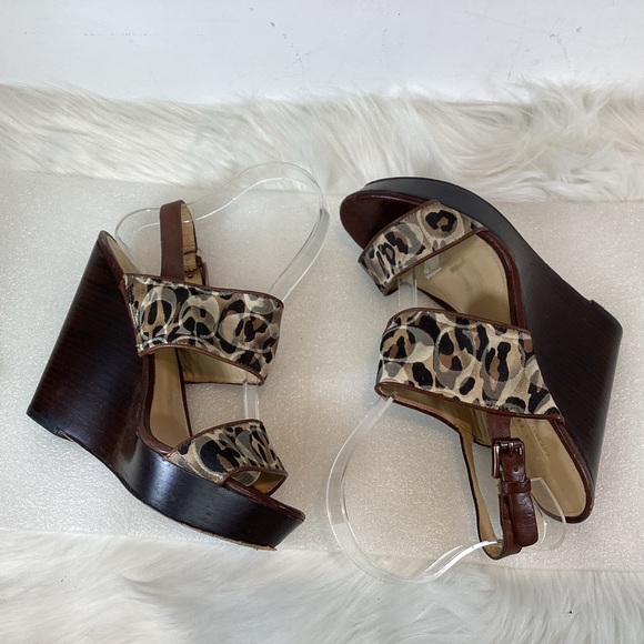 COACH CAMO WOODEN WEDGE HEEL SLINGBACK SANDALS SZ 7.5 - Picture 6 of 11